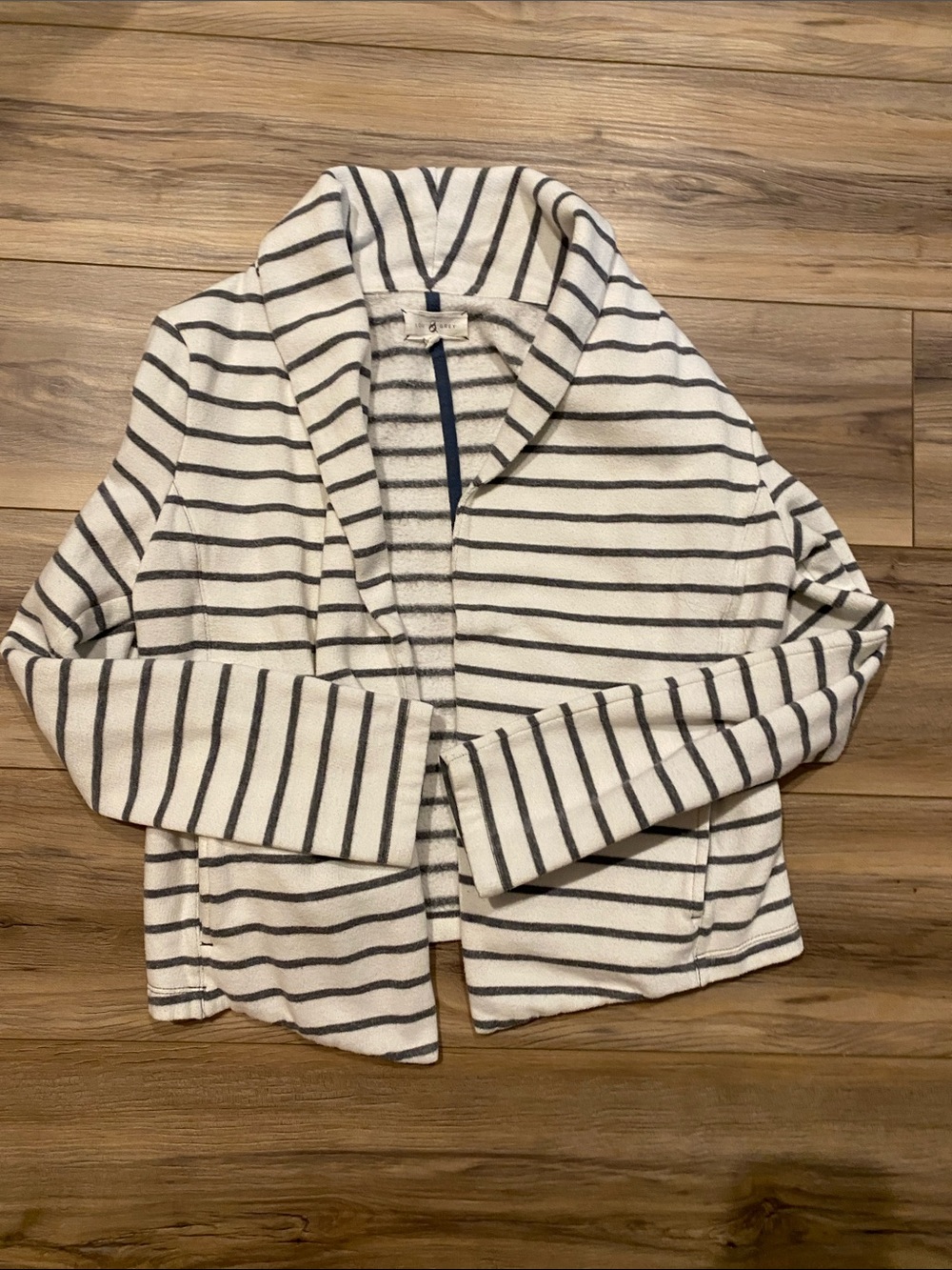 Lou & Grey Cream & Black Striped Shawl-Collar Jacket